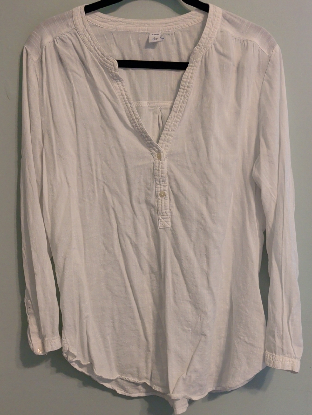 Old Navy White Tunic Long Sleeve Henley Shirt